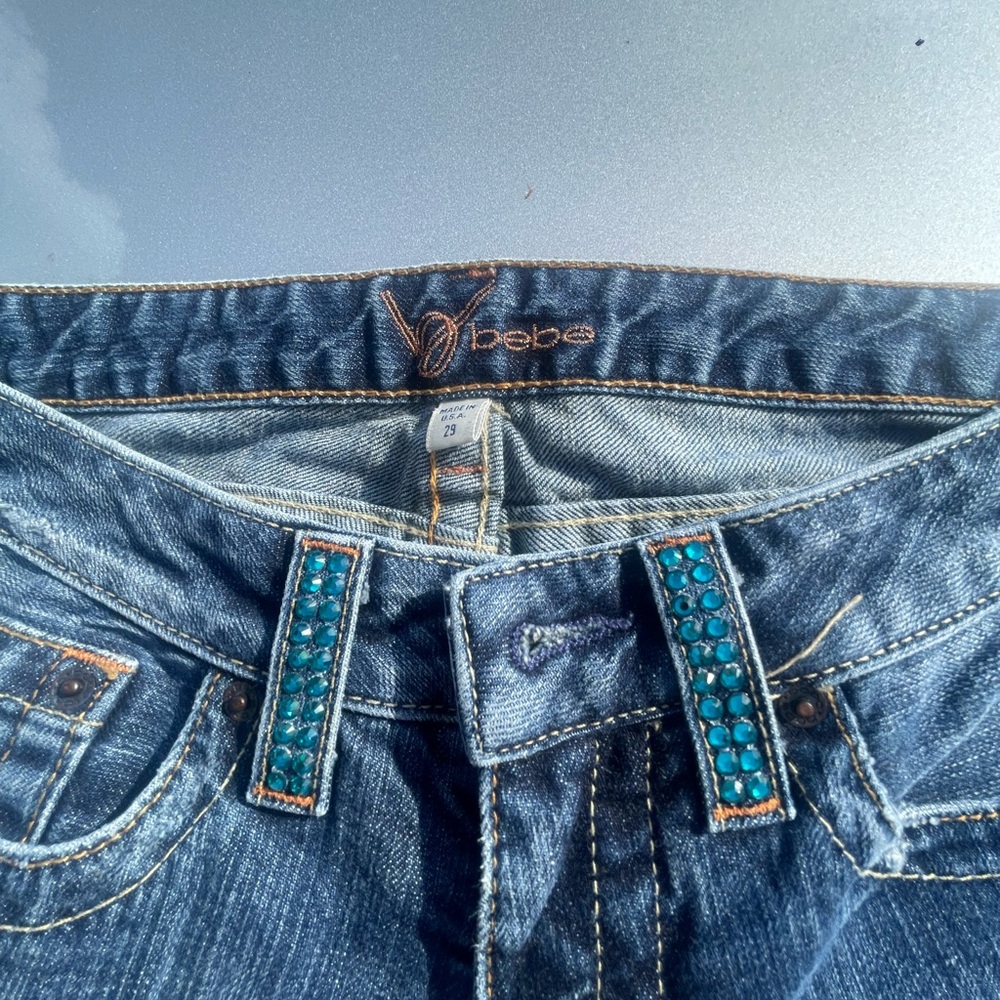 Bebe Denim Jeans with Turquoise Details